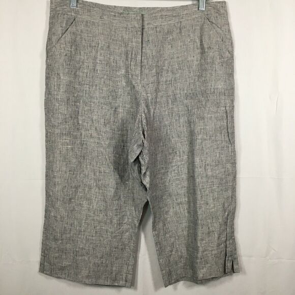 Nurture Pants Womens Sz XL‎ Gray Linen High Rise Straight Leg Culotte Capri - Picture 1 of 10
